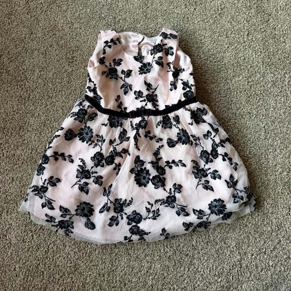 The Children's Place Floral Dress 4T Pink Black Overlay Special Occasion